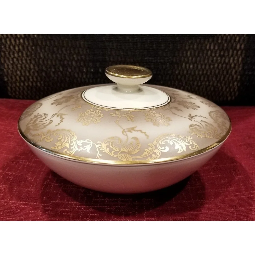 Rare Vintage Johann Feltmann Bavaria Covered Porcelain Bowl Candy Dish 6
